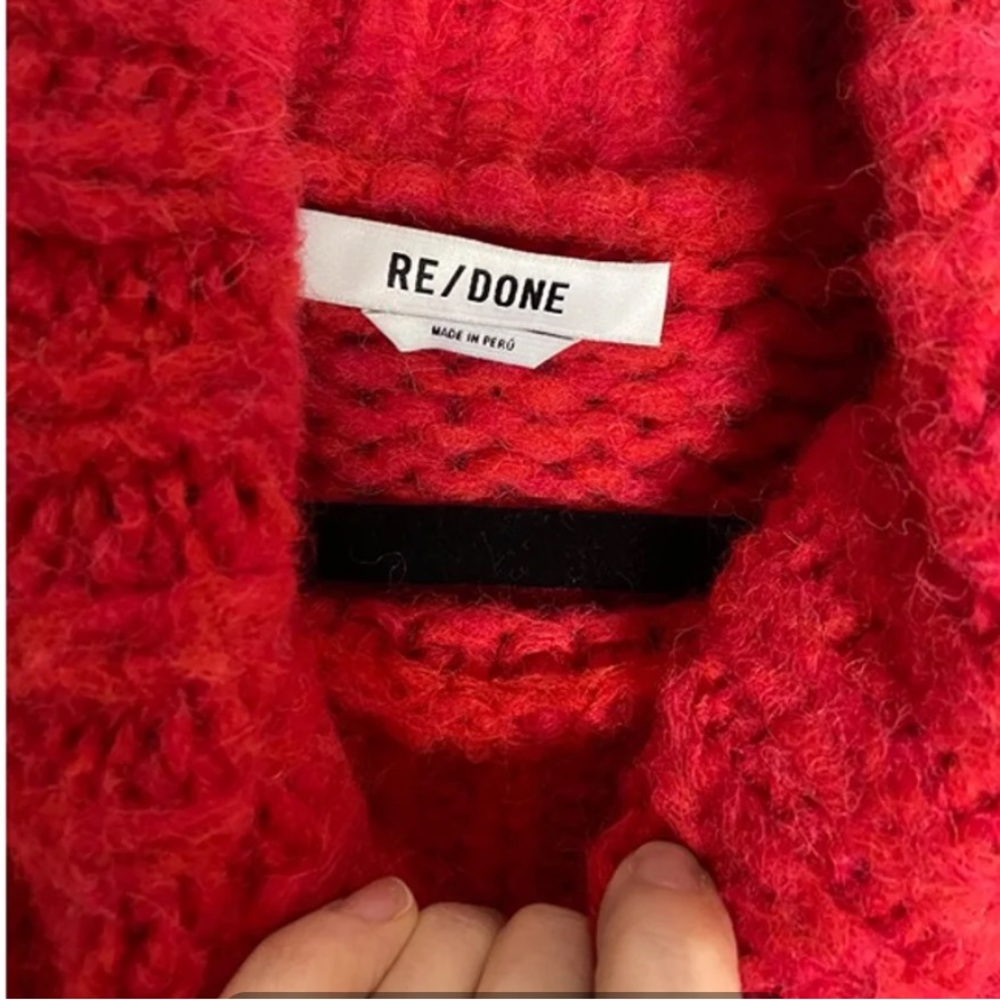 Re/Done Red Chunky Turtleneck Sweater - Picture 3 of 3